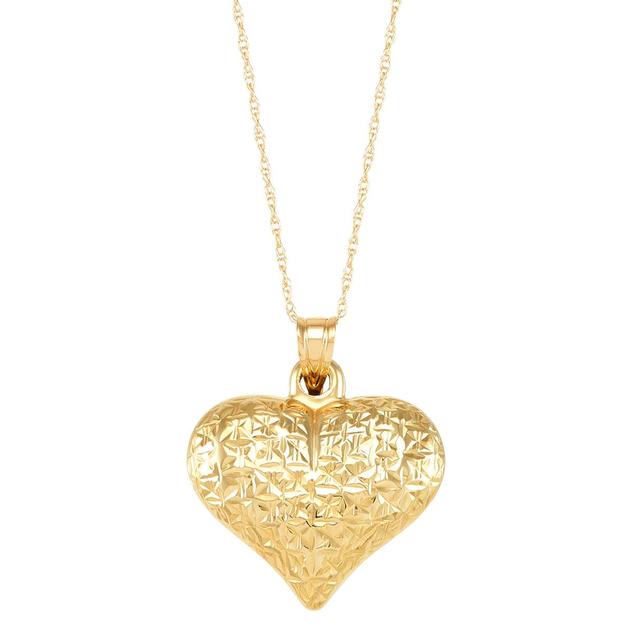 Gold Classics™ Diamond-Cut Puff Heart Pendant Necklace