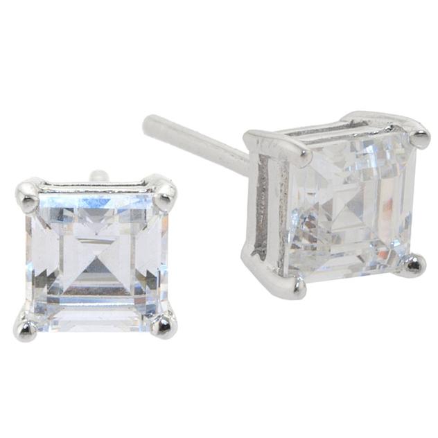 Athra Sterling Silver 5mm Square CZ Stud Earrings