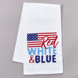 Red White And Blue Flag Waffle Weave Kitchen Towel