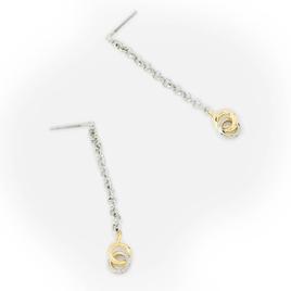 Steve Madden Two-Tone Interlocking Rings Linear Dangle Earrings