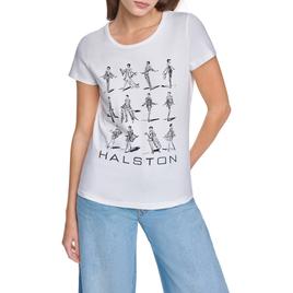 Womens Halston Short Sleeve Liza Minelli Sketch Graphic Tee