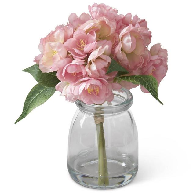 K&K Interiors Pink Cherry Blossom in Vase with Faux Water