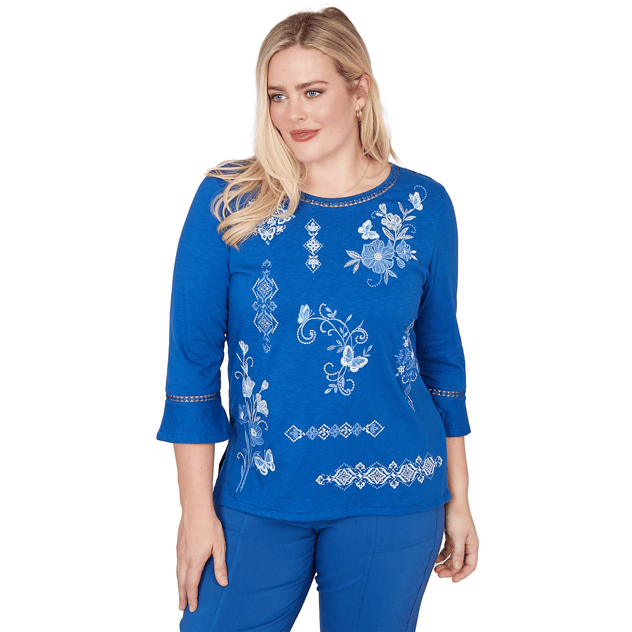 Womens Alfred Dunner The Royal Treatment Embroidered Blouse