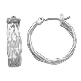 Napier 1in. Silver-Tone Twisted Click-Top Hoop Earrings