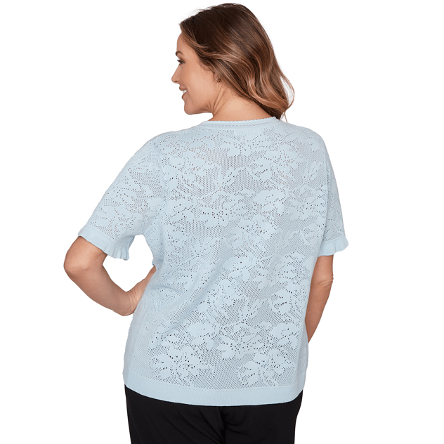 Plus Size Emaline Limoncello Sunrise Floral Pointelle Sweater