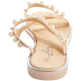 Womens Love 83 Straps with Pearls Slide Tan Sandals
