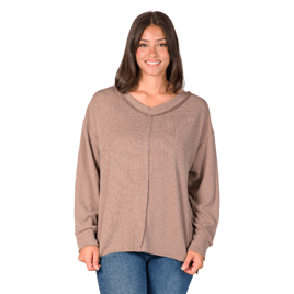 Womens 24/7 Comfort Apparel Relaxed Fit Ribbed Knit Sweater