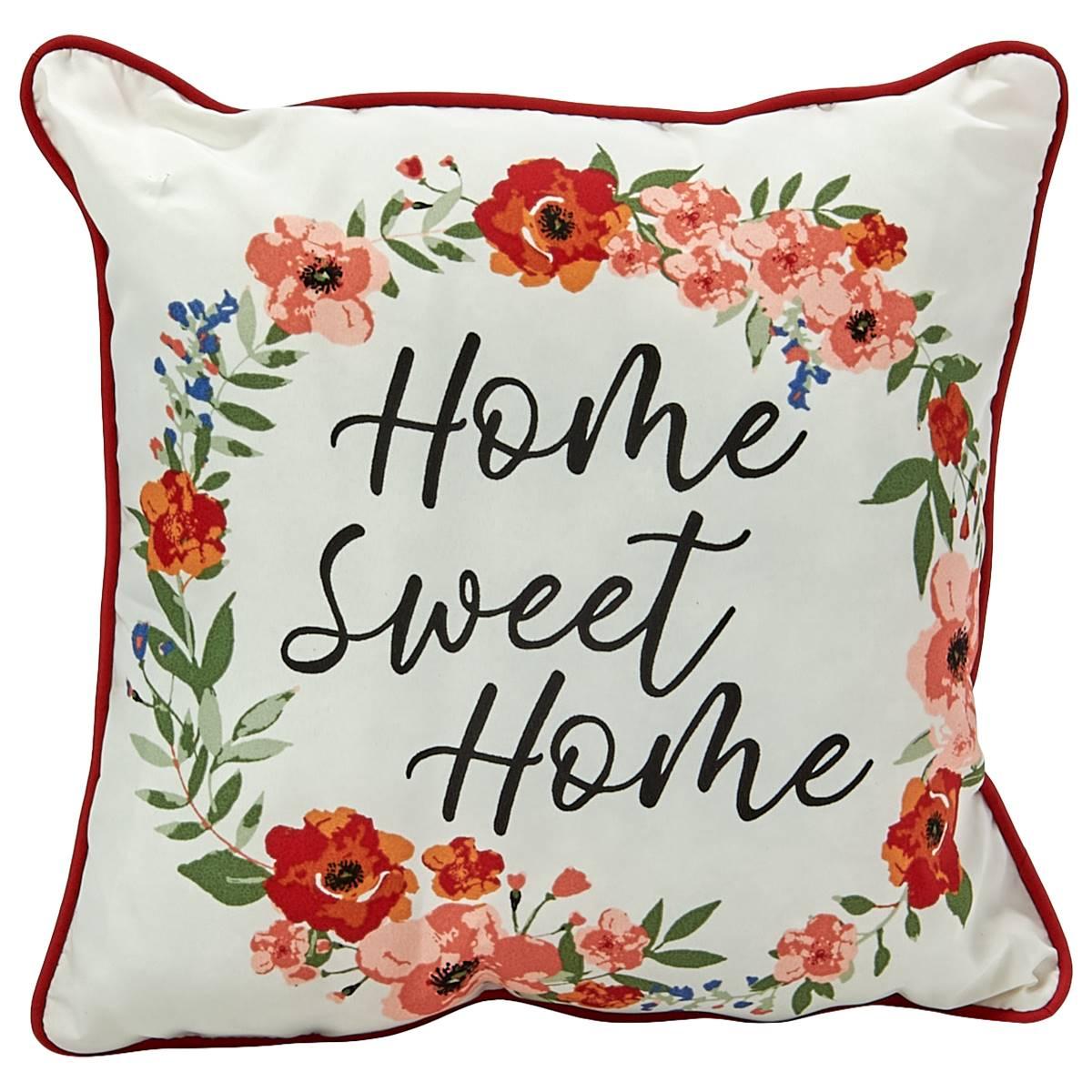 Jordan Manufacturing Floral Home Sweet Home Pillow - Cream/Red