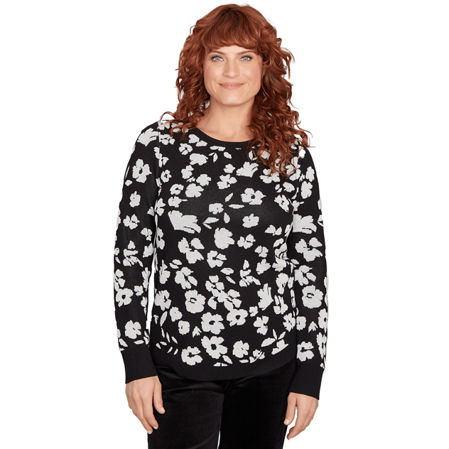 Womens Emaline Deerfield Long Sleeve Floral Round Neck Sweater