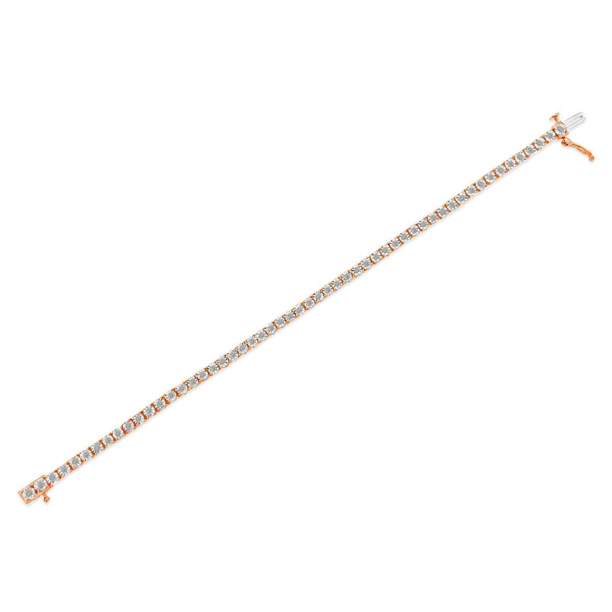 Haus of Brilliance Rose Gold over Silver Tennis Bracelet