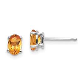 Gemstone Classics(tm) White Gold 6mm. Citrine Stud Earrings