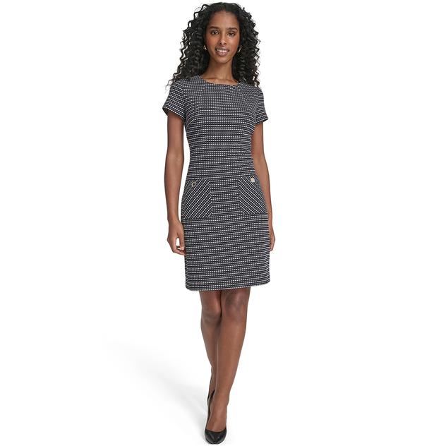 Womens Tommy Hilfiger Short Sleeve Geometric Knit Sheath Dress