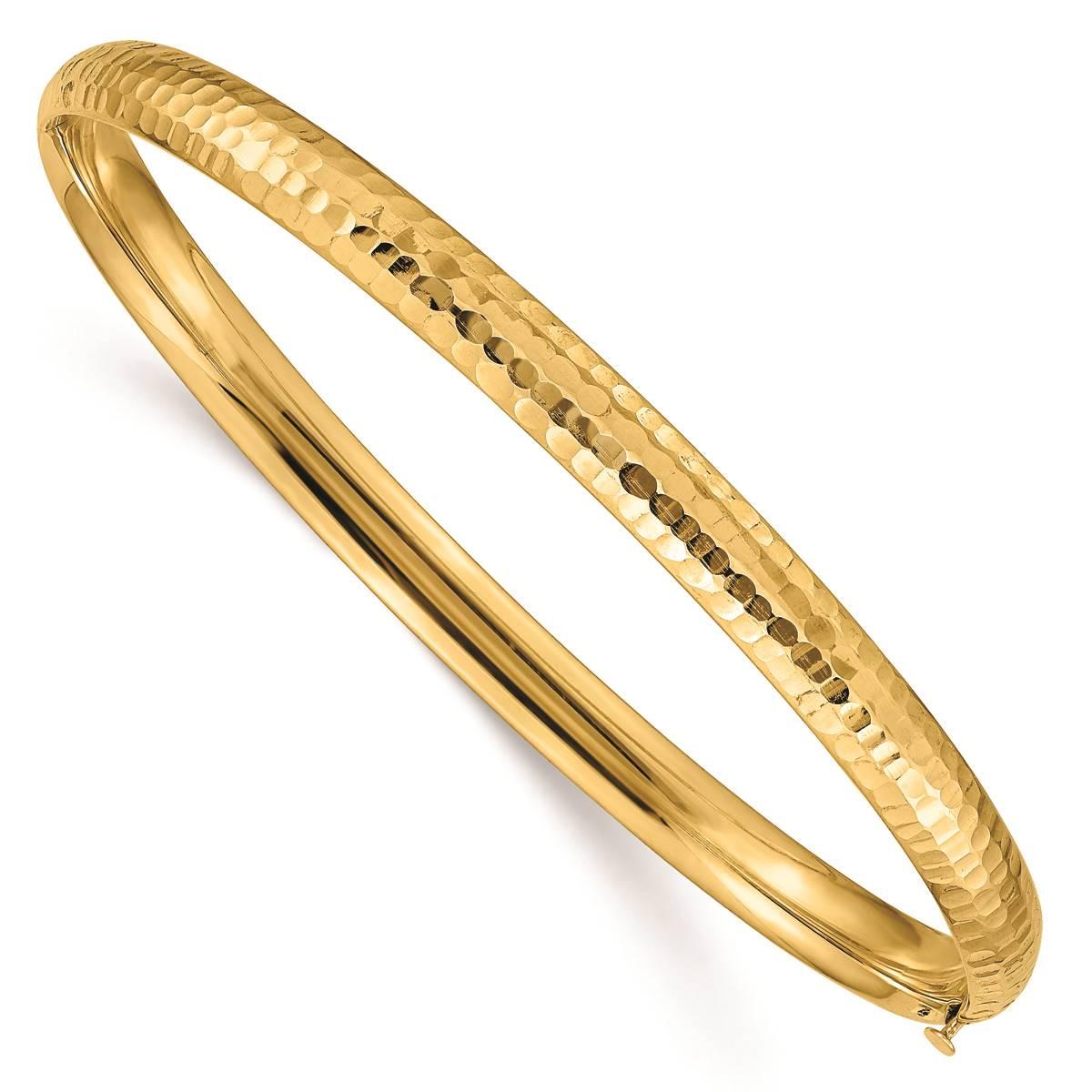 Gold Classics(tm) 14kt. Gold 3/16 Hammered Hinged Bangle Bracelet