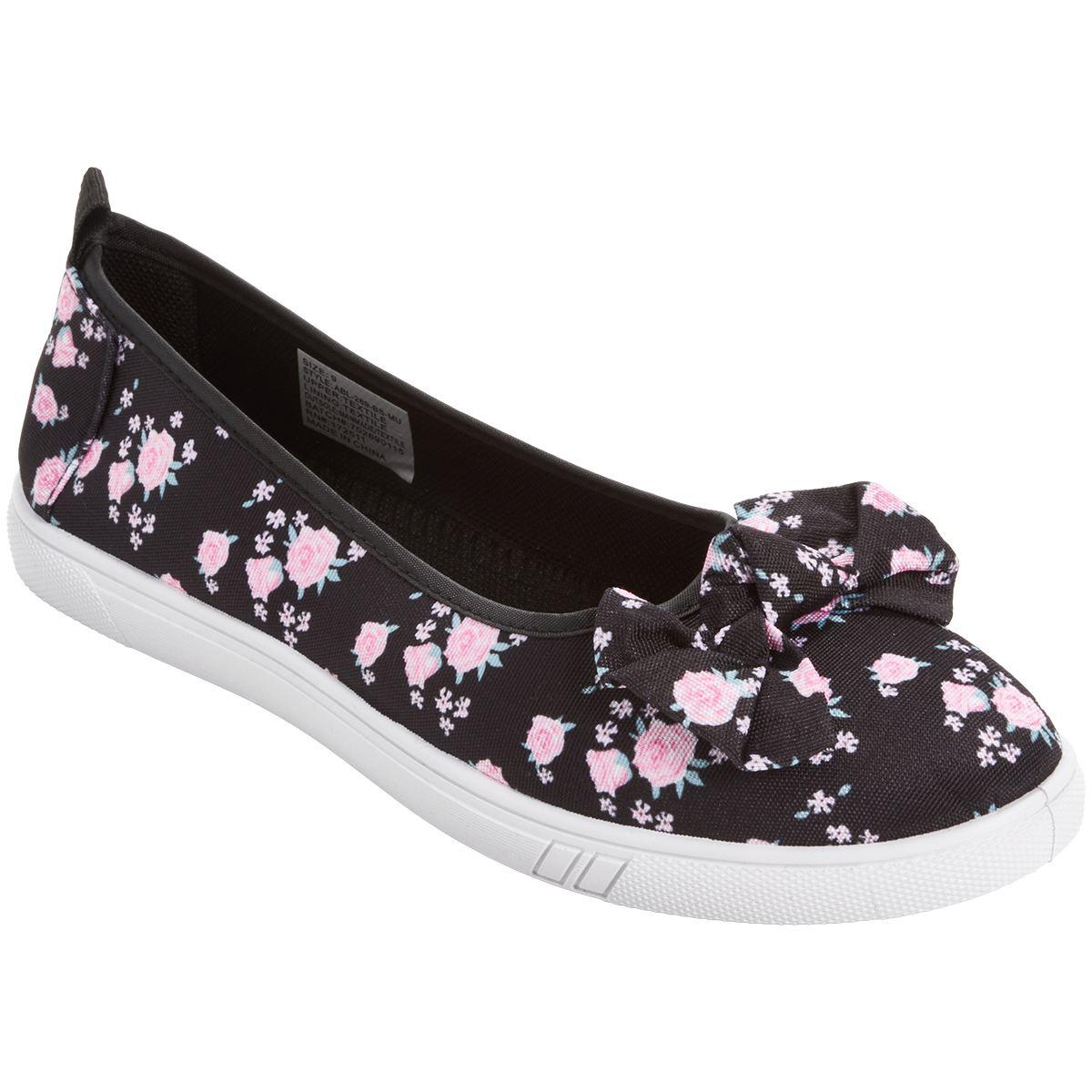 Womens Ashley Blue Floral With Bow Slip On Flats