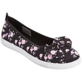 Womens Ashley Blue Floral With Bow Slip On Flats