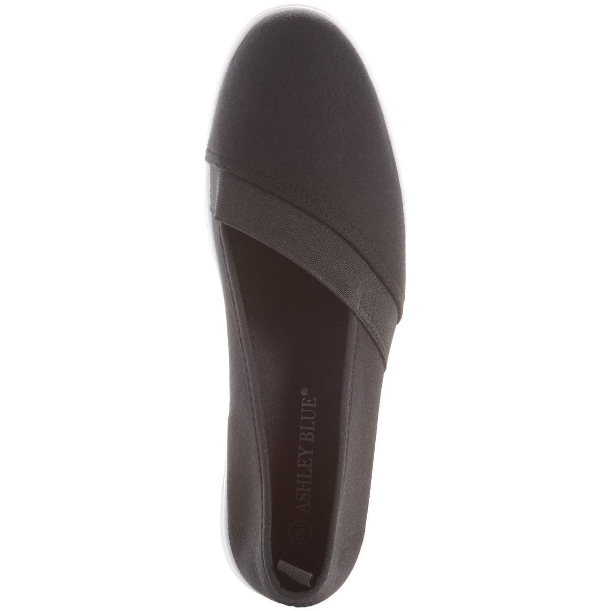 Womens Ashley Blue Solid Canvas Slip On Flats