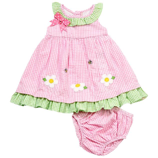 Baby Girl (12-24M) Rare Editions Daisy Check Seersucker Dress