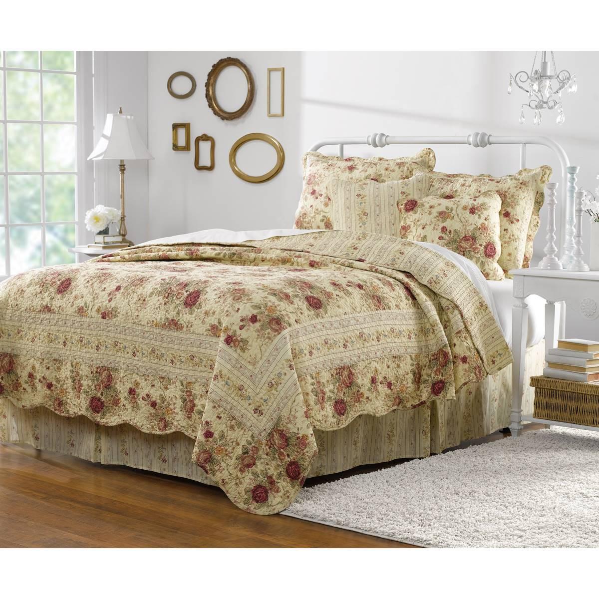 Greenland Home Fashions(tm) Antique Rose Ecru Quilt Set w/ Pillows
