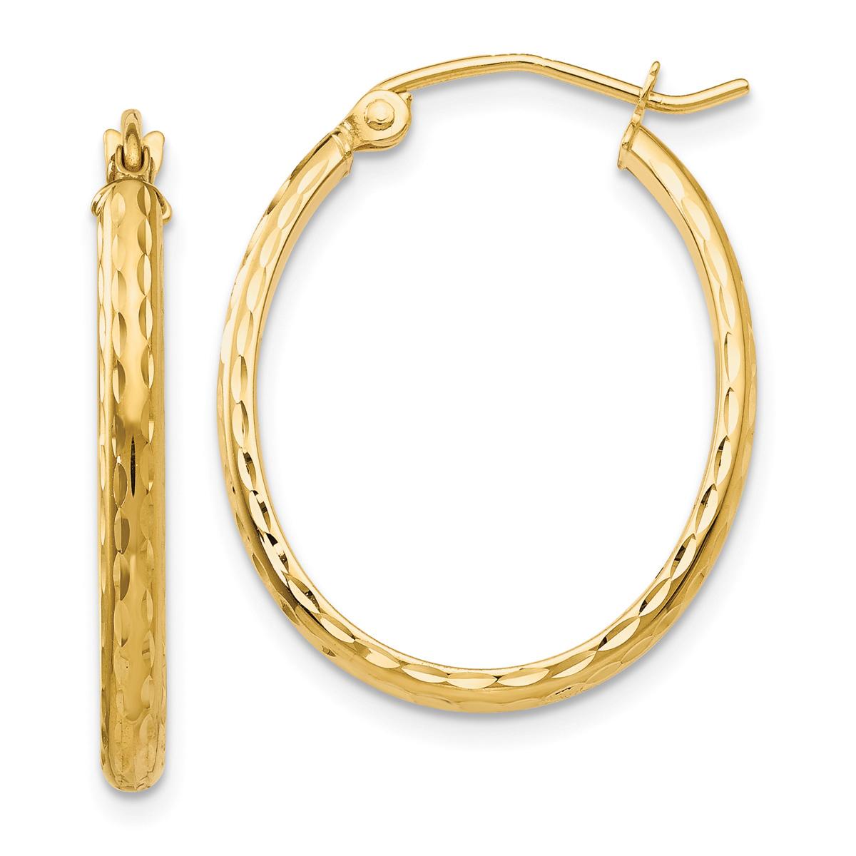 Gold Classics(tm) 14kt. Diamond Cut Oval Hoop Earrings