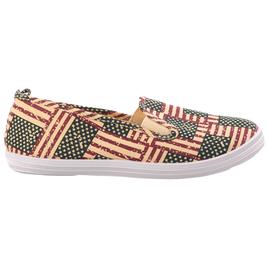 Womens Ashley Blue Twin Gore Flag Canvas Slip Ons