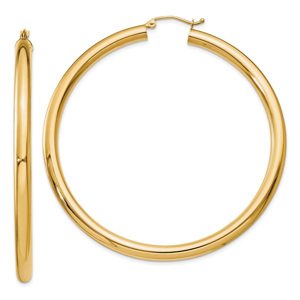 Gold Classics(tm) 14kt. Glossy Gold 60mm Tube Hoop Earrings