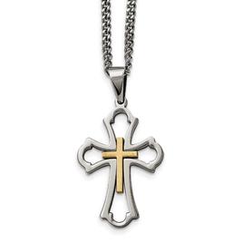 Mens Gentlemen's Classics(tm) Yellow Gold Plated Cross Necklace