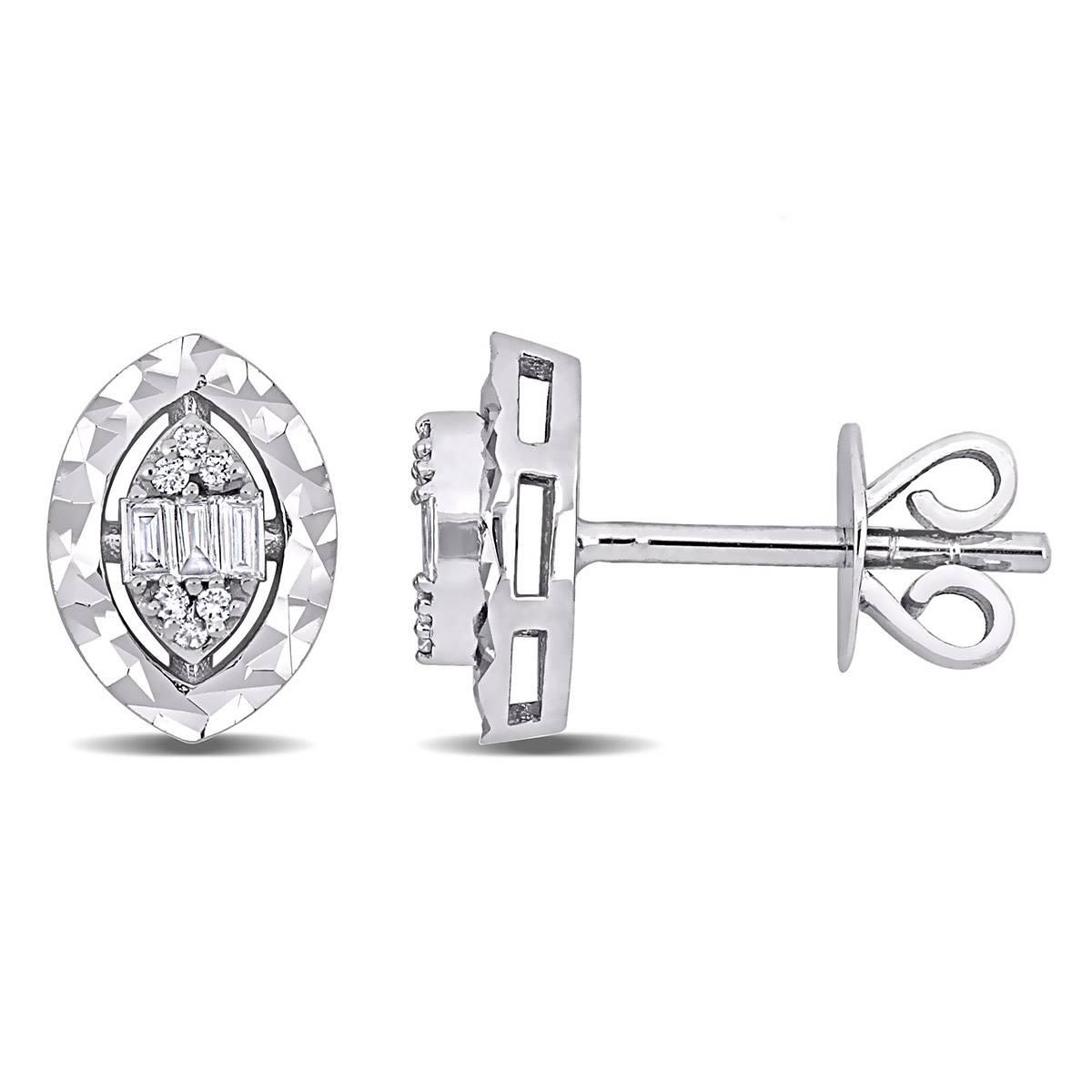 Sophia B 1/10ctw. Round & Baguette Diamond Earrings