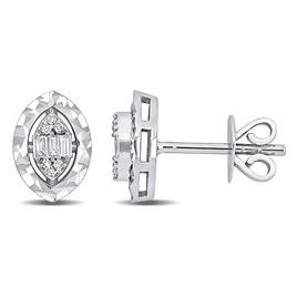Sophia B 1/10ctw. Round & Baguette Diamond Earrings
