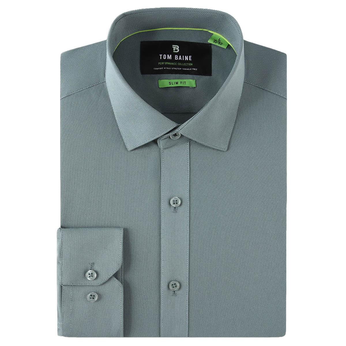 Mens Tom Baine Slim Fit Performance Dress Shirt - Light Grey