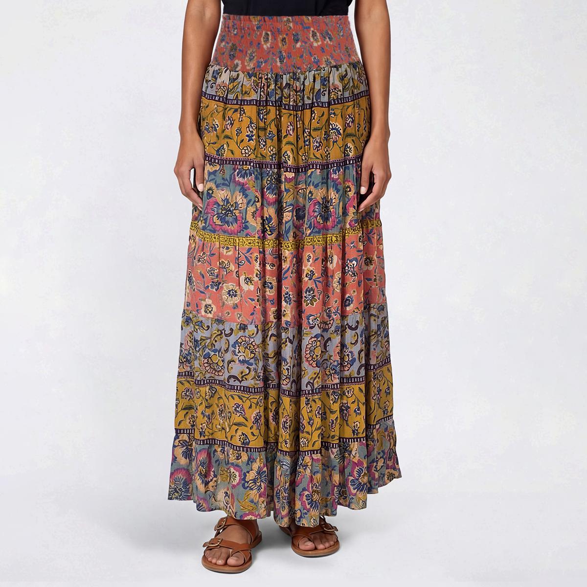 Juniors Angie Smock Waist Tier Maxi Skirt