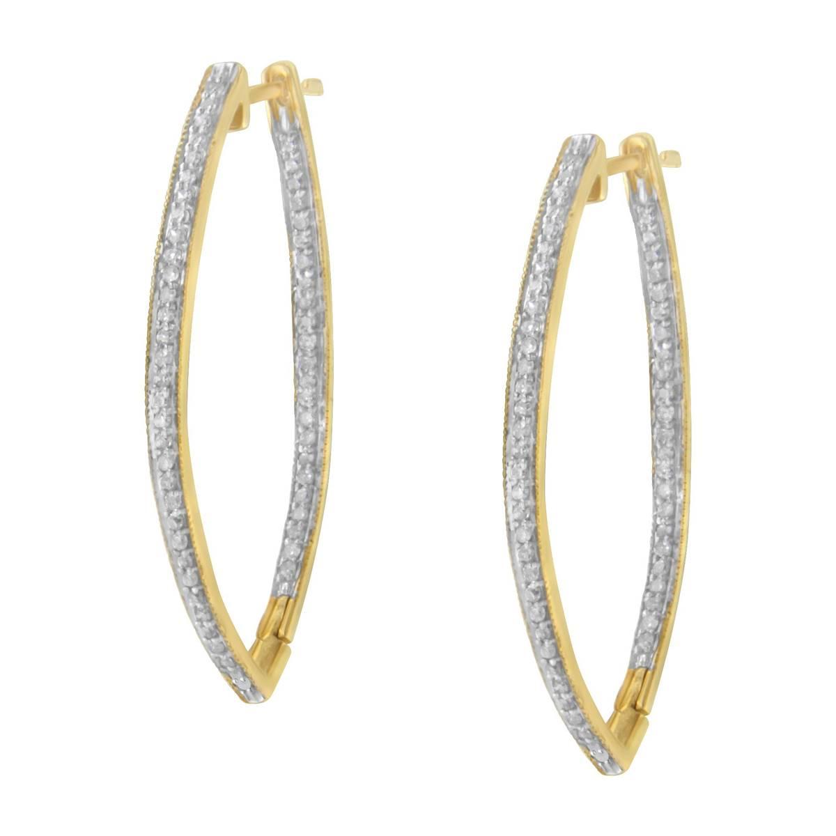 Haus of Brilliance 10kt. Yellow Gold Diamond Hoop Earrings