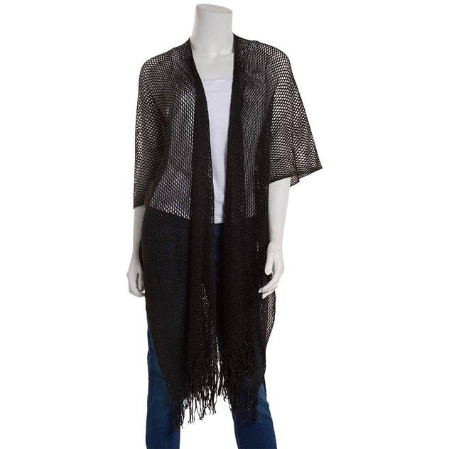 Womens Steve Madden Solid Shine Knit Boho Midi Kimono