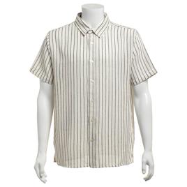 Young Mens VSTR Vertical Stripe Textured Shirt - White/Black