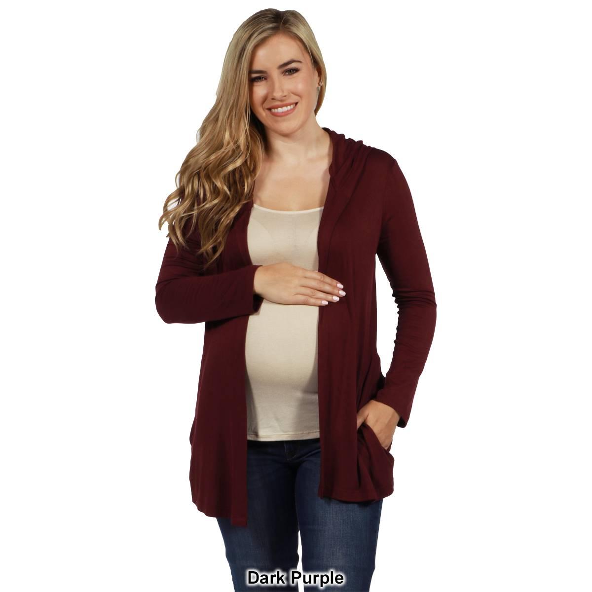 Plus Size 24/7 Comfort Apparel Open Front Maternity Cardigan