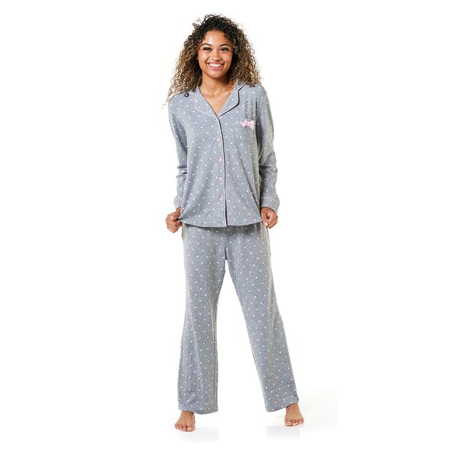 Womens Laura Ashley® Pink and Gray Heart Pajama Gift Set