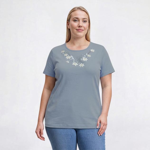 Plus Size Bonnie Evans Floral Daisy Chain Short Sleeve Tee
