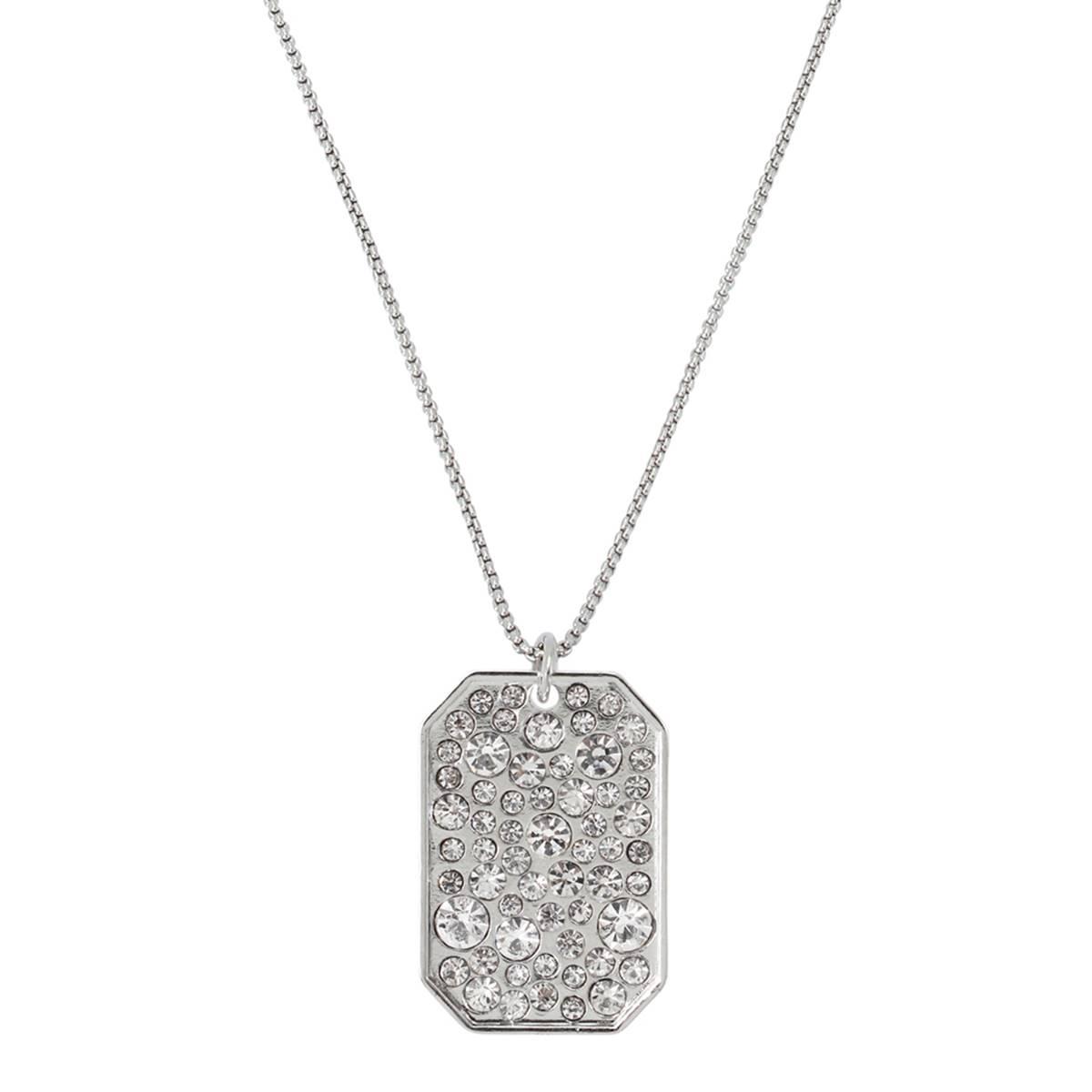 Steve Madden Pavé ID Tag Pendant Slider Pendant Necklace