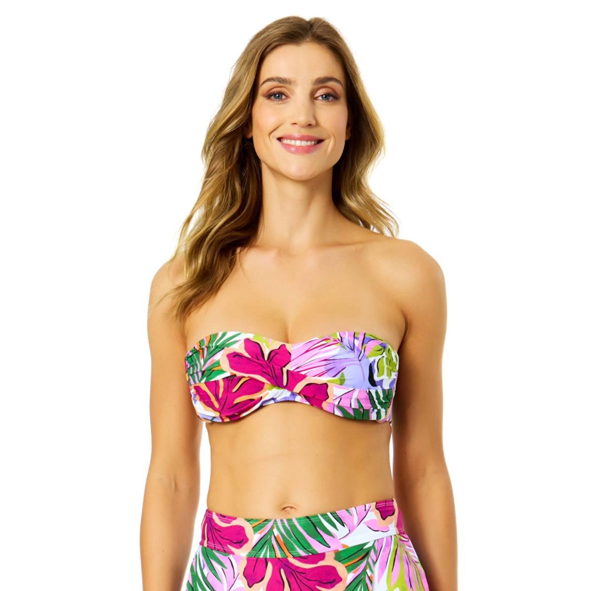 Womens Anne Cole Mod Tropical Bandeau Bikini Swim Top