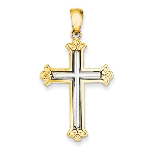 Unisex Gold Classics(tm) 14kt. Two Tone Cross Frame Pendant