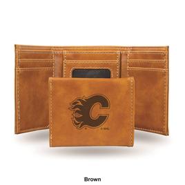 Mens NHL Calgary Flames Faux Leather Trifold Wallet