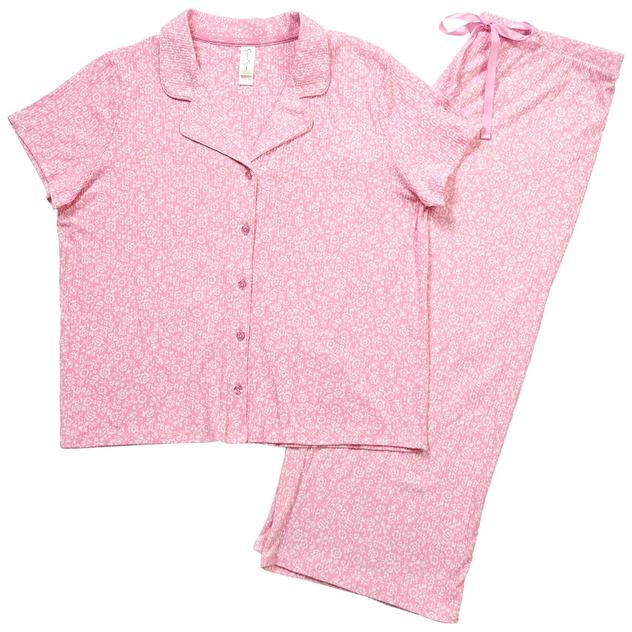 Womens Jessica Simpson Short Sleeve Floral Capri Pajama Set