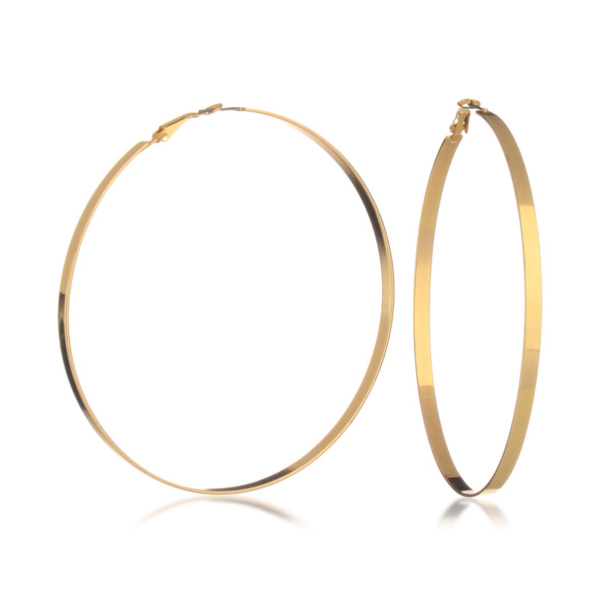 Guess Silver-Tone Large Flat Edge Hoop Earrings