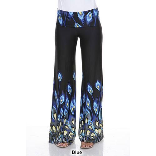 Womens White Mark Print Palazzo Pants - Peacock
