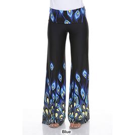 Womens White Mark Print Palazzo Pants - Peacock