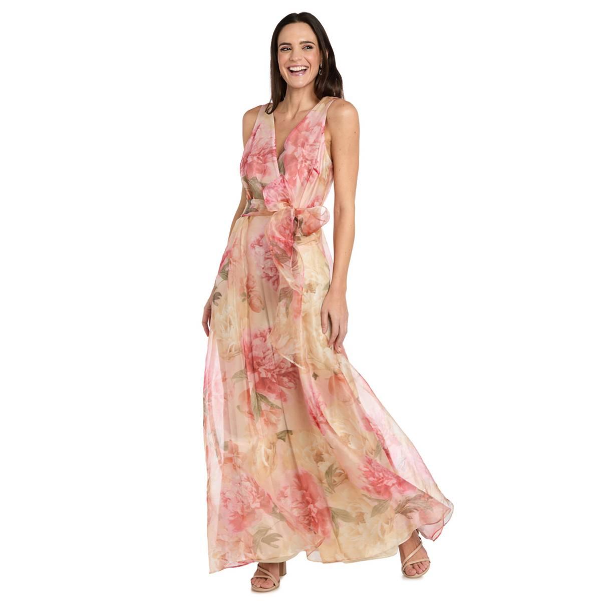 Womens R&M Richards Sleevless Surplus Print Organza Dress