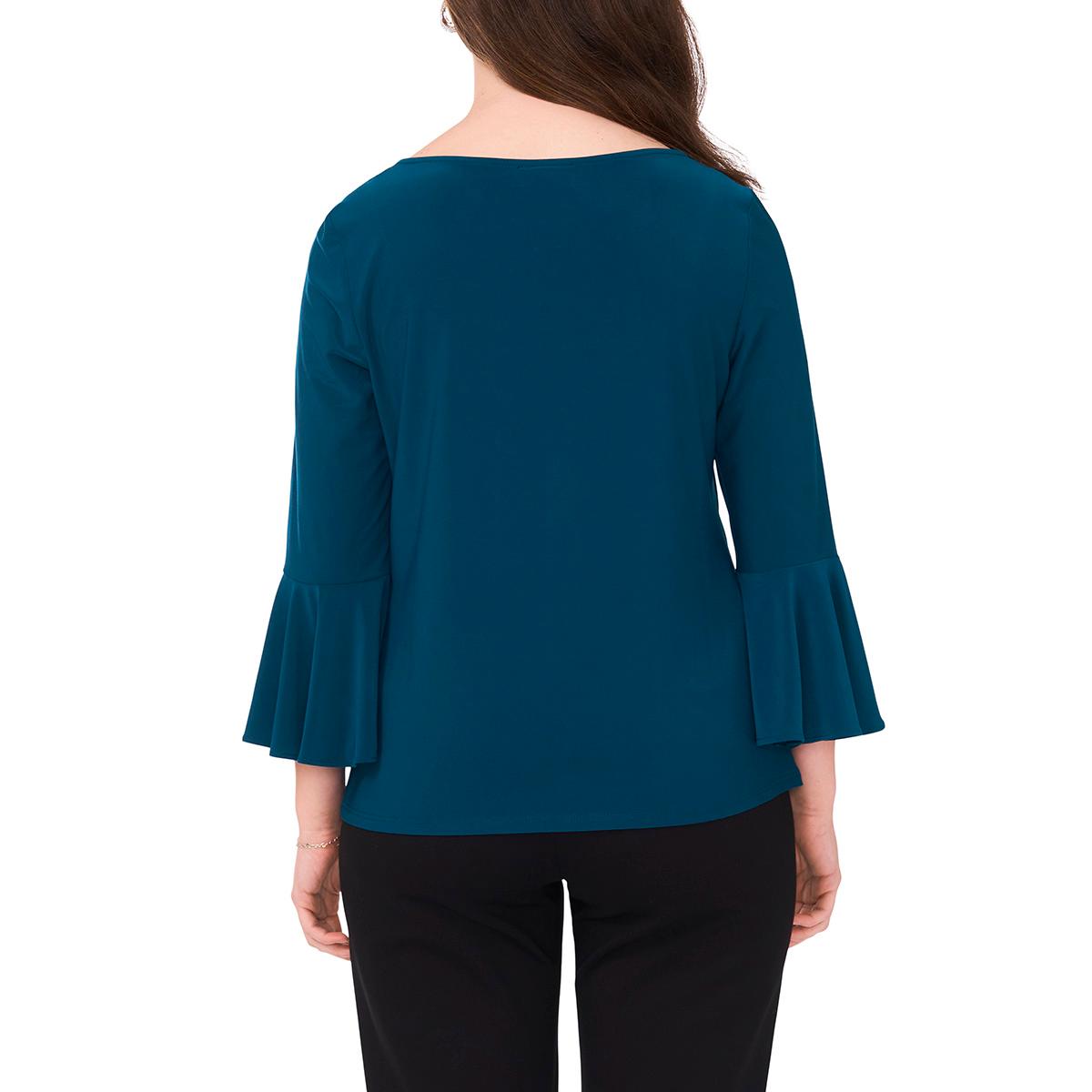 Petite MSK Flounce Sleeve Boat Neck Beaded Trim Blouse
