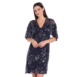 Petite R&M Richards Flutter Sleeve Sequin Floral Shift Dress