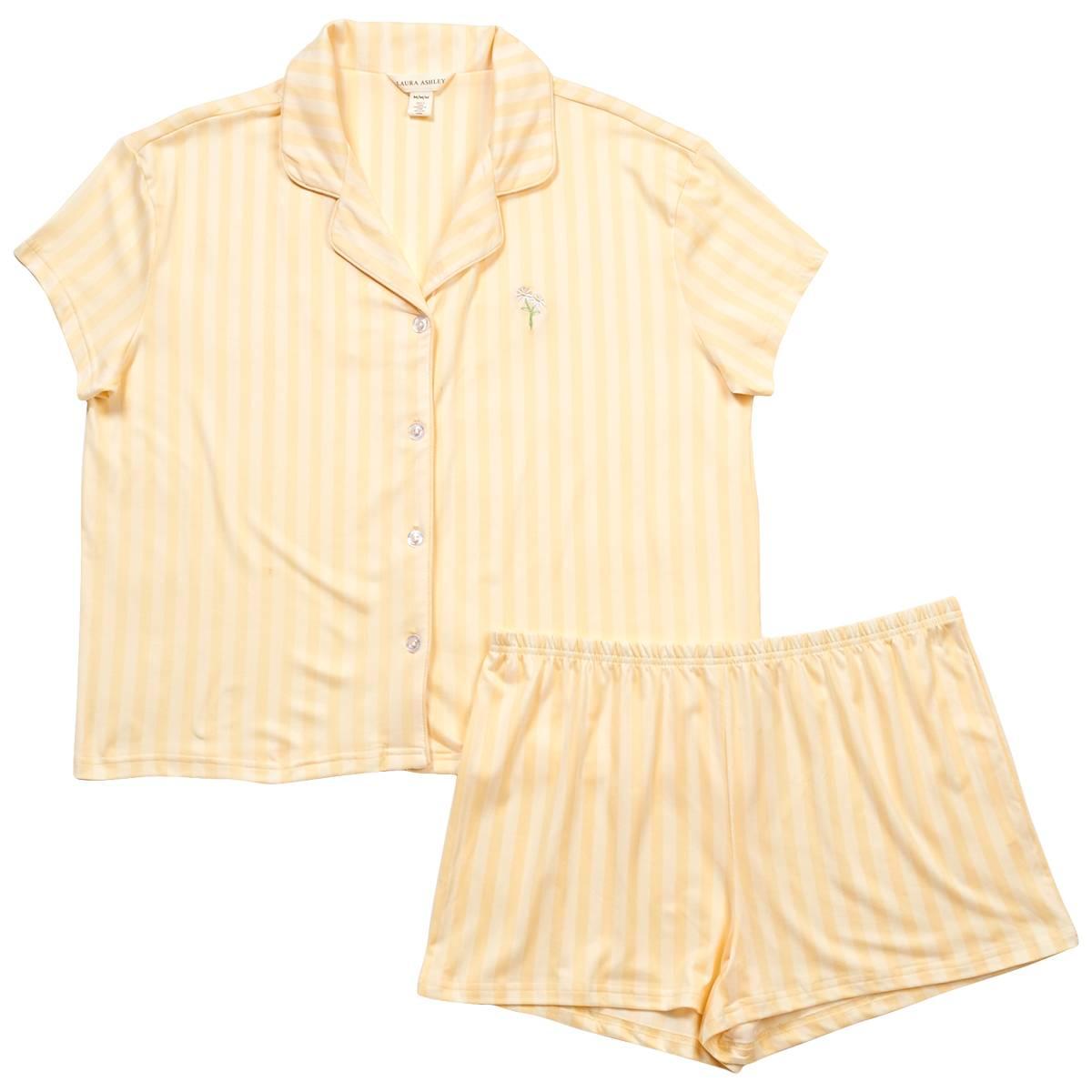 Womens Laura Ashley Daisy Embroidery Shadow Stripe Boxy Boxer Pa