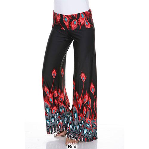 Womens White Mark Print Palazzo Pants - Peacock