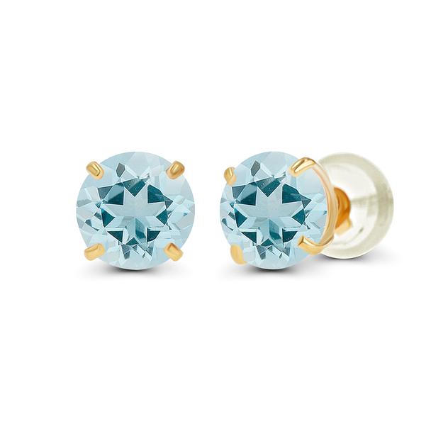 Gemstone Classics™ Yellow Gold Aquamarine Stud Earrings
